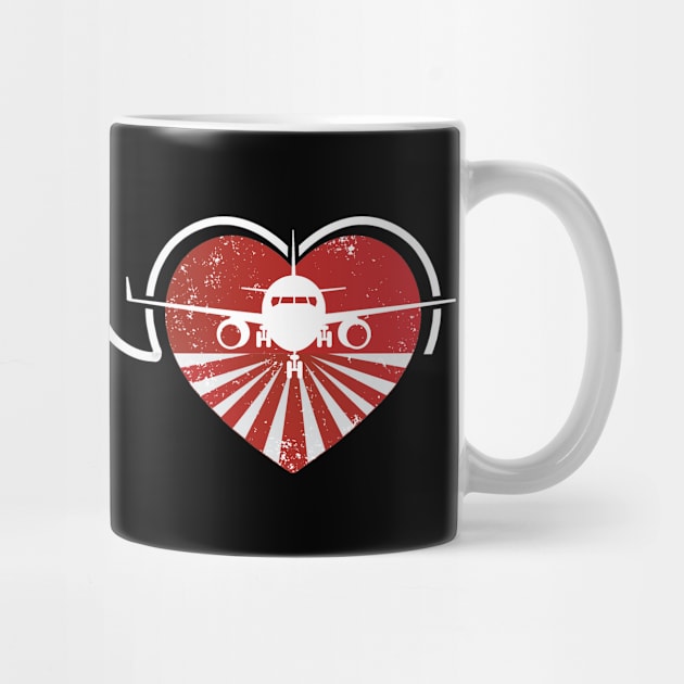 Airplane Heartbeat Pilot Filying Cool Aviator Gift by Tesszero